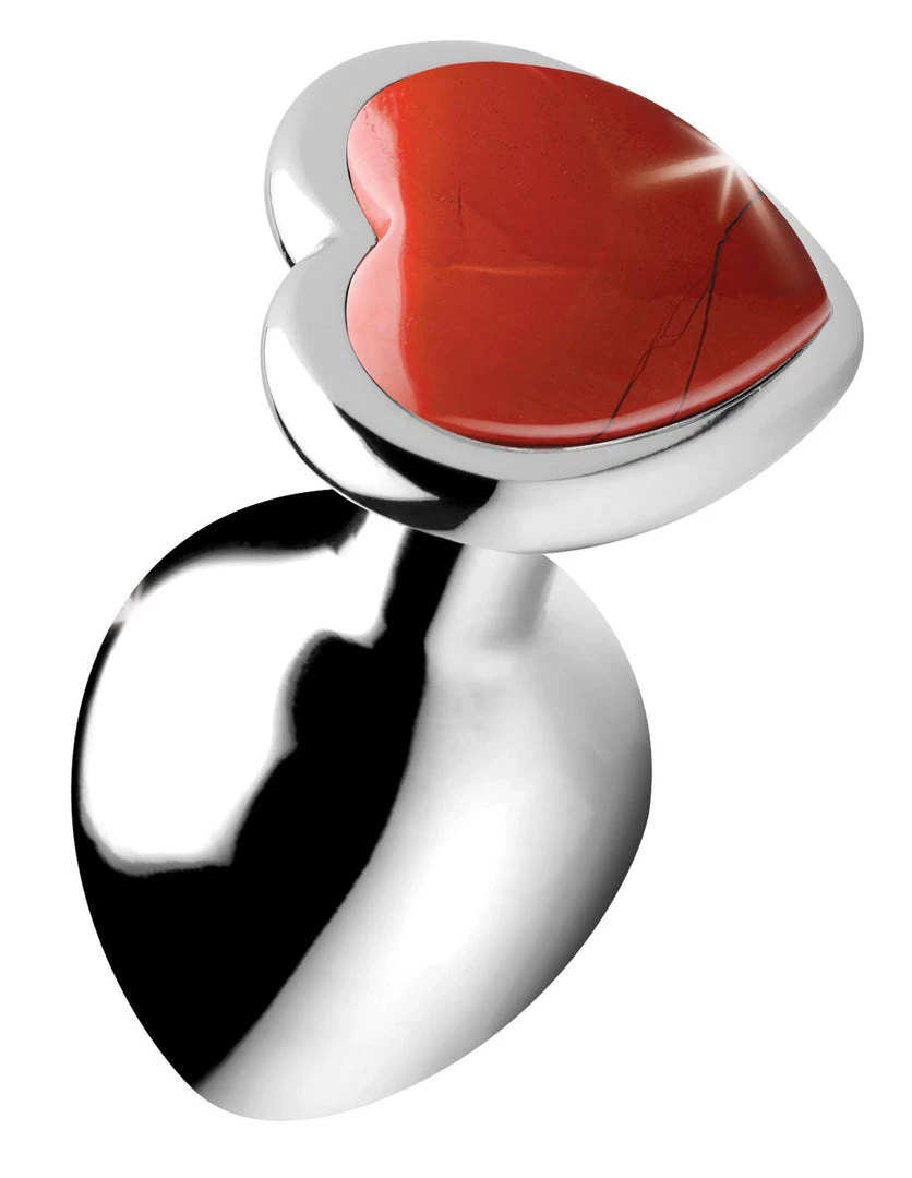 Booty Sparks Authentic Jasper Gemstone Heart Anal Plug - Large 2 Booty Sparks Authentic Jasper Gemstone Heart Anal Plug - Large