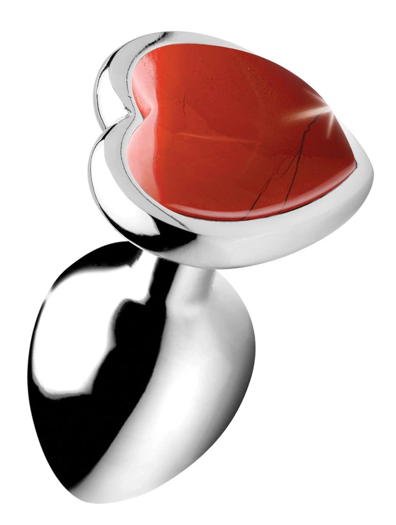 Booty Sparks Authentic Jasper Gemstone Heart Anal Plug - Large 3 Booty Sparks Authentic Jasper Gemstone Heart Anal Plug - Large