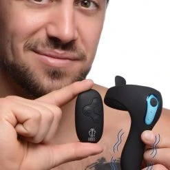 Trinity Vibes Penis Pleasure Power Taint 7X Silicone Cock And Ball Ring With Remote