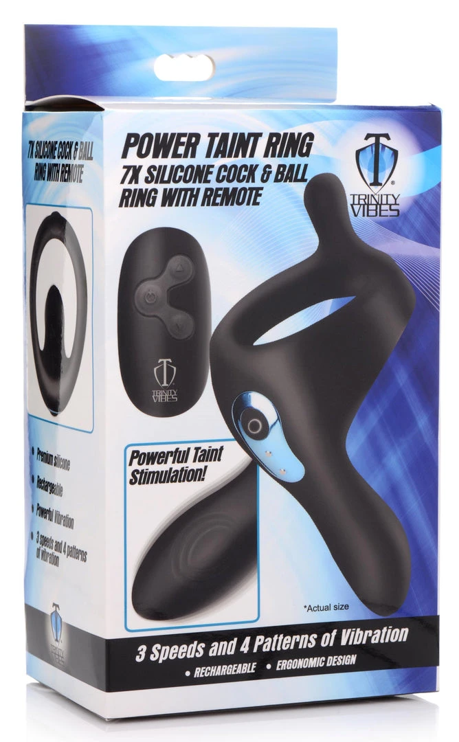 Trinity Vibes Penis Pleasure Power Taint 7X Silicone Cock And Ball Ring With Remote 7 Trinity Vibes Penis Pleasure Power Taint 7X Silicone Cock And Ball Ring With Remote