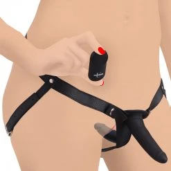 Strap U 28X Power Pegger Beginner Vibrating Double Dildo With Harness And Remote