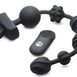 Master Series 21X Dark Rattler Vibrating Silicone Anal Beads With Remote