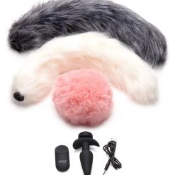 Tailz Vibrating Silicone Anal Plug With 3 Interchangeable Tails