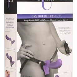 Strap U Dildos & Strap-Ons 28X Double Diva 2 Inch Double Dildo With Harness And Remote Control -