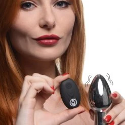 Master Series Chrome Blast 7X Rechargeable Butt Plug With Remote Control - Small