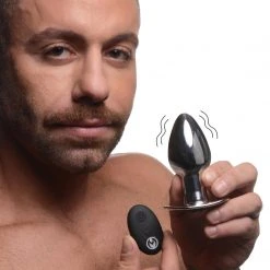 Master Series Chrome Blast 7X Rechargeable Butt Plug With Remote Control - Small