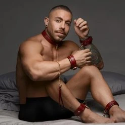 Master Series 6 Piece Burgundy Bondage Set BDSM