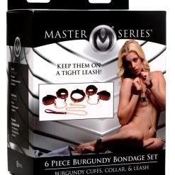 Master Series 6 Piece Burgundy Bondage Set BDSM