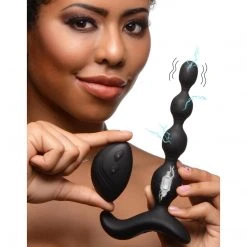 Zeus Electrosex Shock-Beads 80X Vibrating & E-stim Silicone Anal Beads With Remote