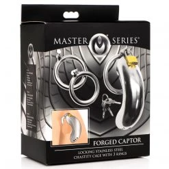 Master Series Forged Captor Locking Stainless Steel Chasity Cage