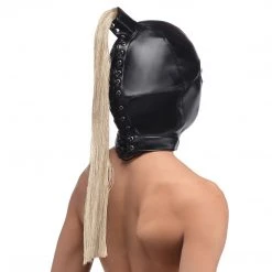 Strict BDSM Blonde Ponytail Bondage Hood
