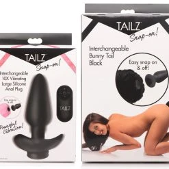 Tailz Large Vibrating Anal Plug With Interchangeable Bunny Tail -