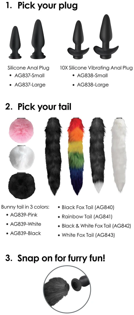 Tailz Interchangeable Silicone Anal Plug - Large 7 Tailz Interchangeable Silicone Anal Plug - Large