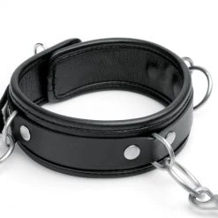 Mistress By Isabella Sinclaire Isabella Sinclaire 3 Ring Leather Collar With Leash BDSM