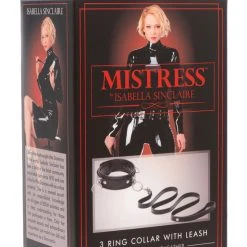 Mistress By Isabella Sinclaire Isabella Sinclaire 3 Ring Leather Collar With Leash BDSM