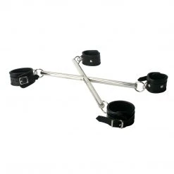 BDSM Strict Leather X-Hog Tie Spreader Bar With Restraints