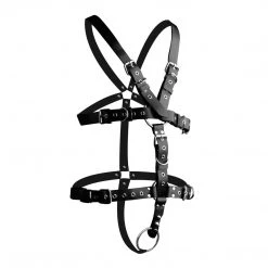 Penis Pleasure Strict Leather Body Harness With Cock Ring - X-Large