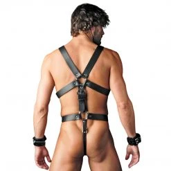 Penis Pleasure Strict Leather Body Harness With Cock Ring - X-Large