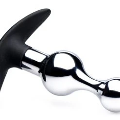 Master Series Metal And Silicone Beaded Anal Plug