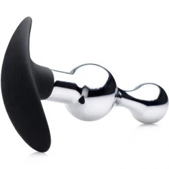 Master Series Metal And Silicone Beaded Anal Plug