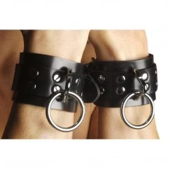 BDSM Strict Leather Locking Rubber Wrist Restraints