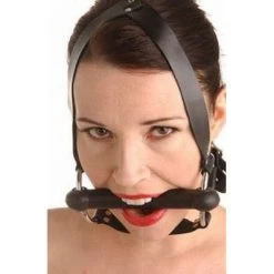 BDSM Strict Leather Locking Silicone Trainer Gag