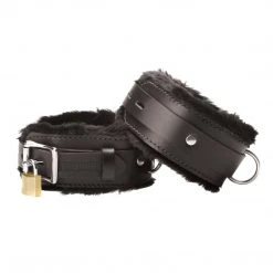 BDSM Strict Leather Premium Fur Lined Ankle Cuffs