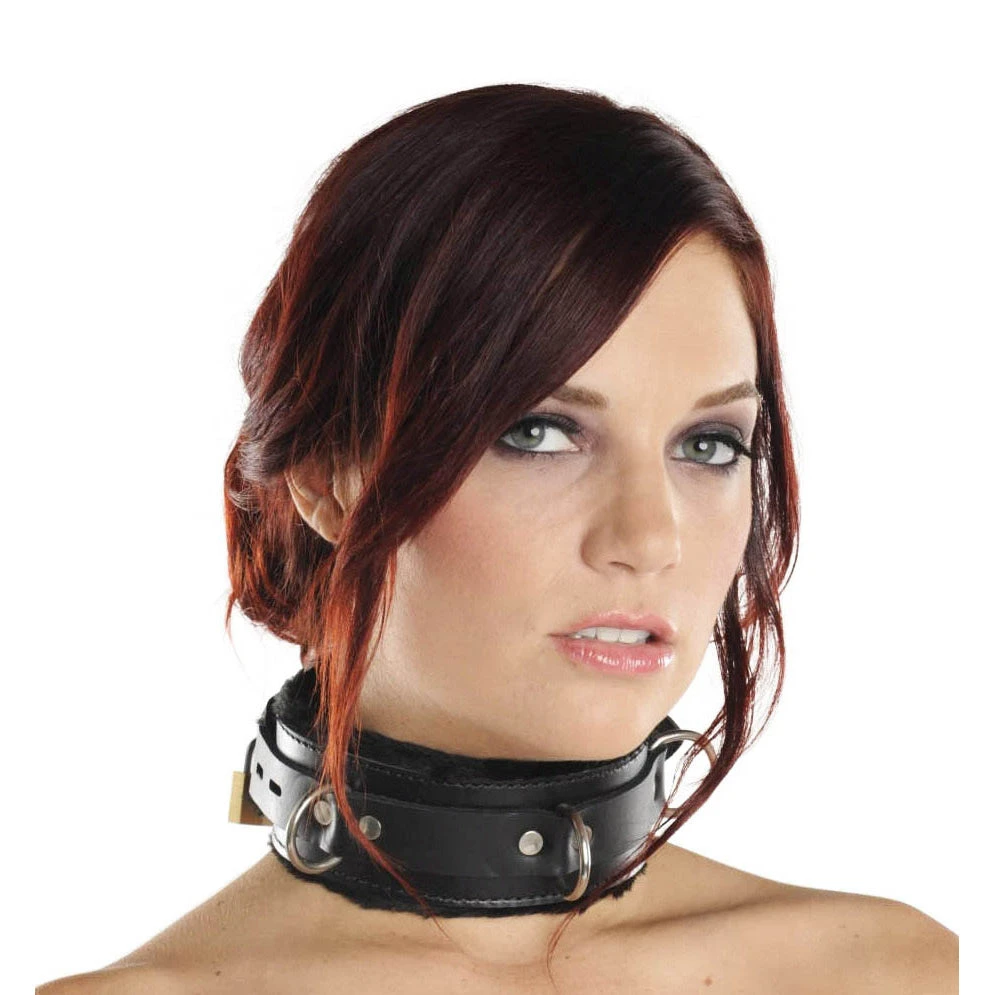 Strict Leather Premium Fur Lined Locking Collar- XL BDSM 2 Strict Leather Premium Fur Lined Locking Collar- XL BDSM