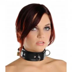 BDSM Strict Leather Deluxe Locking Collar