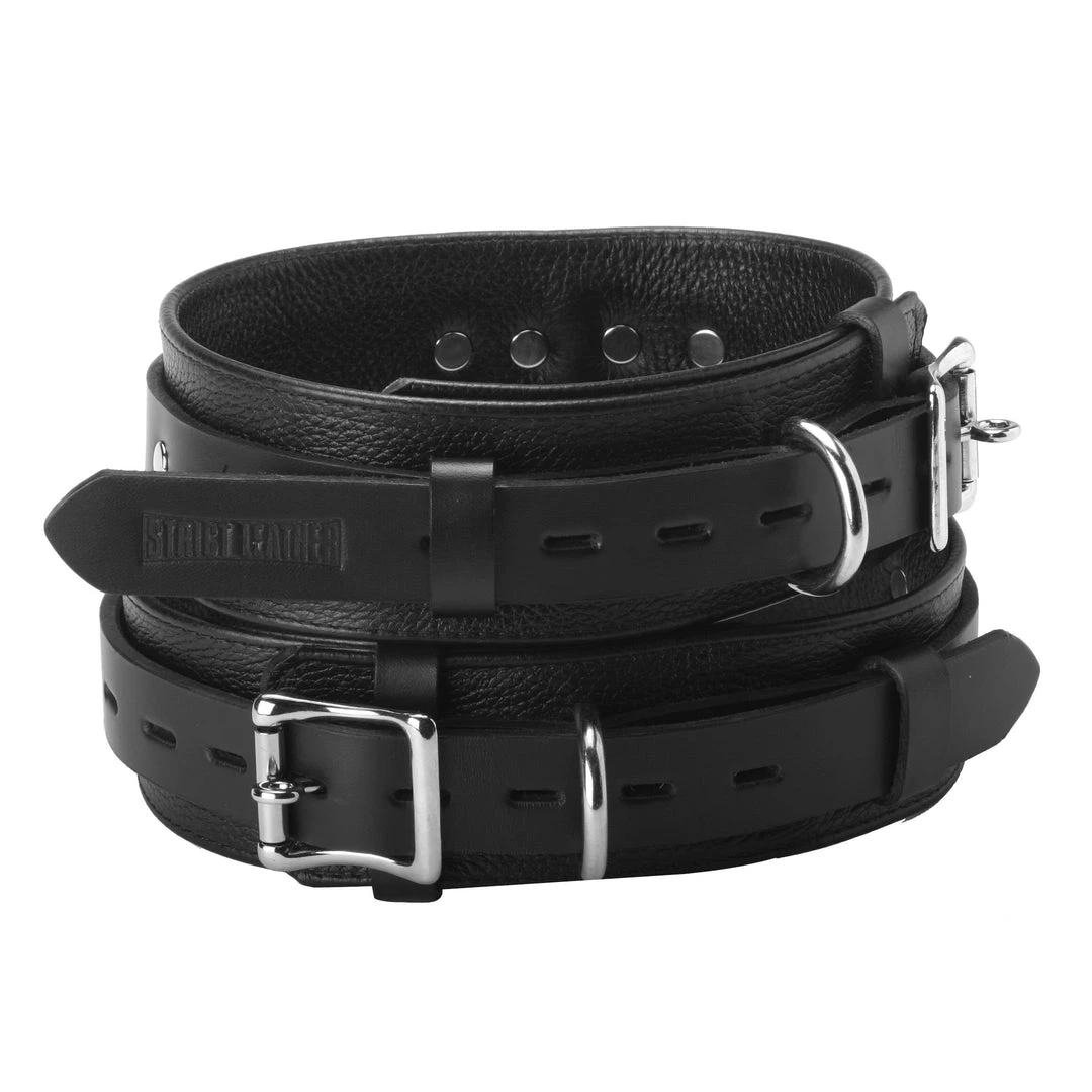 BDSM Strict Leather Deluxe Locking Thigh Cuffs 2 BDSM Strict Leather Deluxe Locking Thigh Cuffs